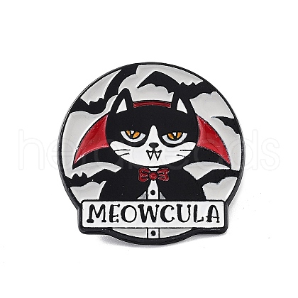 Gothic Vampire Cat Zinc Alloy Enamel Pins JEWB-C028-02A-EB-1