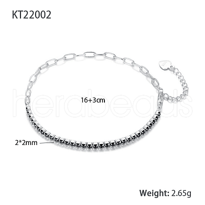 Simple and Stylish S925 Silver Cubic Zirconia Link Bracelets TO2036-1-1