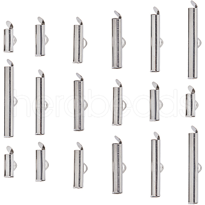 SUNNYCLUE 96Pcs 6 Size 304 Stainless Steel Slide On End Clasp Tubes STAS-SC0007-72-1