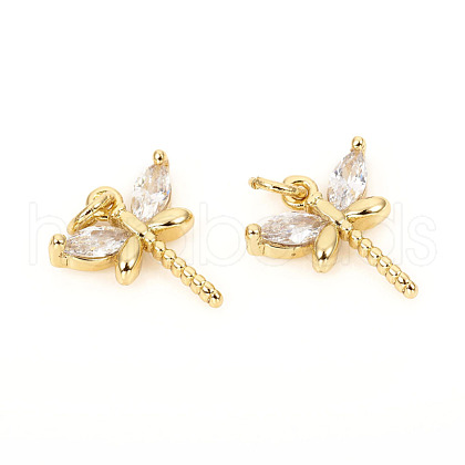 Brass Micro Pave Cubic Zirconia Charms ZIRC-L096-06G-1