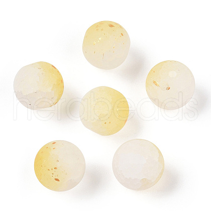 Frosted Baking Painted Crackle Glass Beads with Glitter Powder X1-DGLA-T004-01I-1