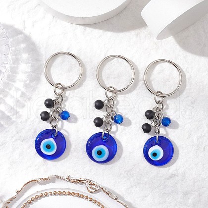 3Pcs Handmade Lampwork Evil Eye Keychains KEYC-JKC01252-01-1