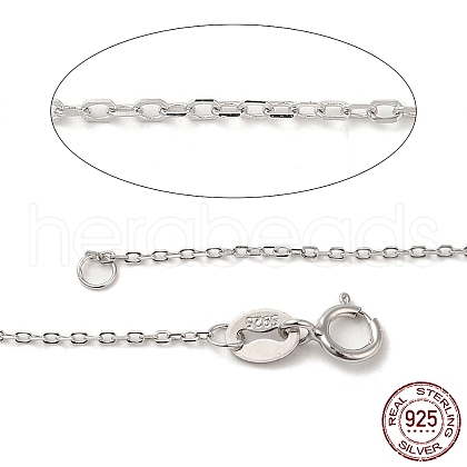 Anti-Tarnish Trendy Unisex Rhodium Plated Sterling Silver Cable Chains Necklaces X-STER-M034-B-07-1