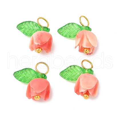 Flower Shape Synthetic Shell Charms PALLOY-JF03862-04-1