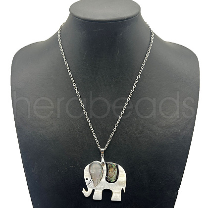 Fashionable Alloy Pave Natural Paua Shell Pendant Necklaces DT8529-2-1