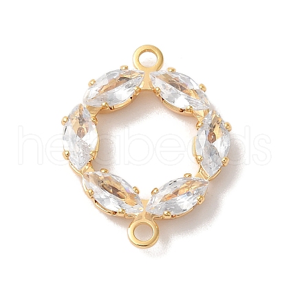Brass Pave Clear Cubic Zirconia Horse Eye Ring Links Connector Charms X-KK-M294-02G-1