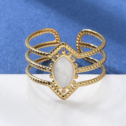 304 Stainless Steel Enamel Cuff Rings RJEW-M171-32G-1