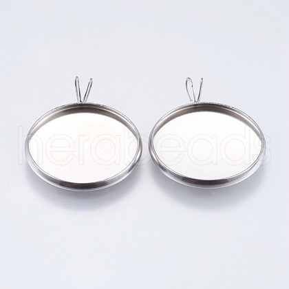 Tarnish Resistant 304 Stainless Steel Pendant Cabochon Settings STAS-I069-37-20MM-1