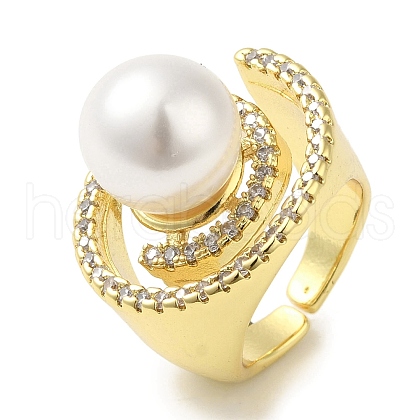 Rack Plating Brass Micro Pave Cubic Zirconia Cuff Rings RJEW-P110-02G-1