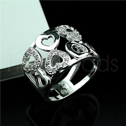 Heart Pattern Brass with Crystal Rhinestone Finger Rings for Women FS-WGDA7BB-03-1