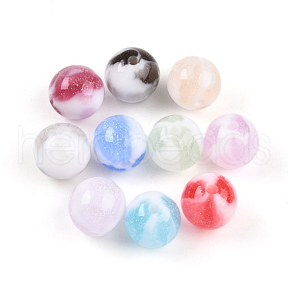 Two Tone Opaque Resin Beads RESI-N042-10mm-16-1