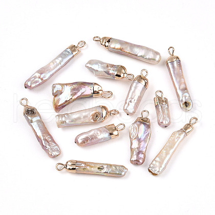 Electroplated Natural Keshi Pearl Pendants PEAR-S012-83-1