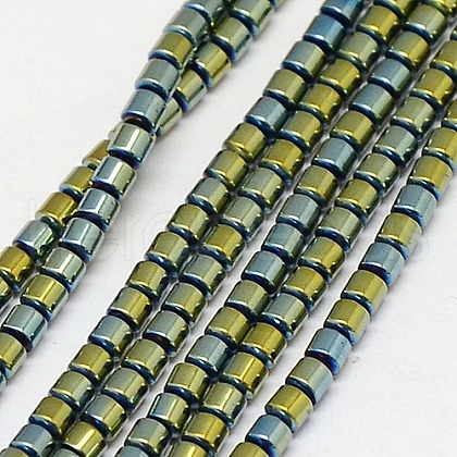 Electroplate Non-magnetic Synthetic Hematite Beads Strands G-J163-3x3mm-06-1