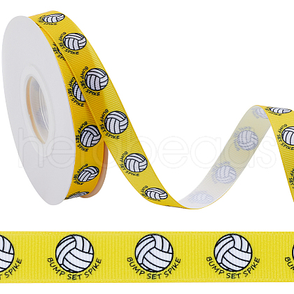 25 Yards Sport Ball Theme Printed Polyester Grosgrain Ribbon OCOR-WH20002-03B-04-1
