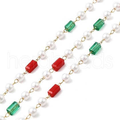 Handmade Glass & Imitation Pearl Beaded Chains CHS-L031-12G-1
