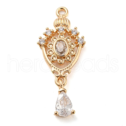 Golden Brass Micro Pave Cubic Zirconia Pendants KK-K350-02G-01-1