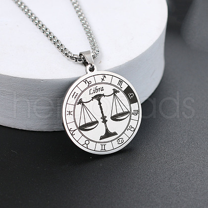 201 Stainless Steel Pendant Necklaces with Alloy Box Chain WGA45A6-07-1