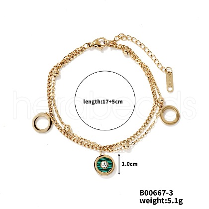 Fashionable Vintage Luxe Stackable Shiny Stainless Steel Rhinestone Bracelet for Women TI5932-3-1