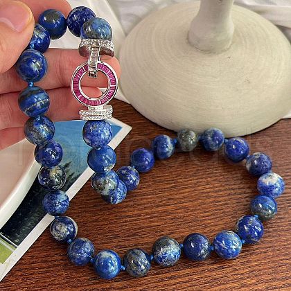 12mm Round Natural Lapis Lazuli Beaded Necklaces FS-WG85822-01-1
