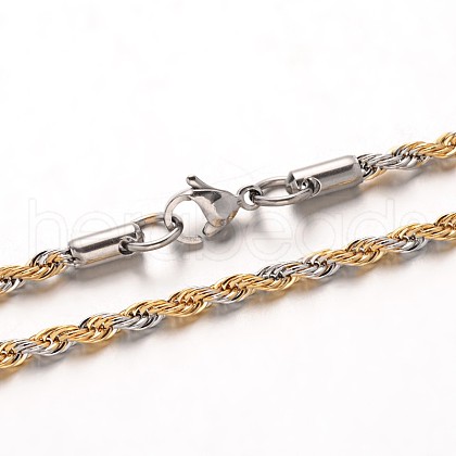 304 Stainless Steel Rope Chain Necklaces NJEW-M124-09GP-1