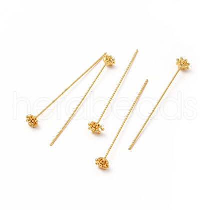 Brass Flower Head Pins X-KK-A178-09G-1