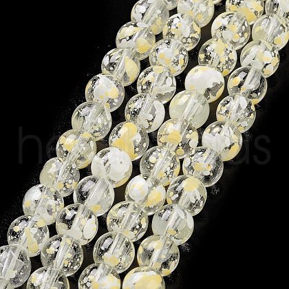 Baking Painted Transparent Glass Bead Strands DGLA-R053-02B-1