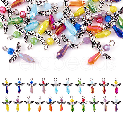 21Pcs Angel Glass Pendants PALLOY-TAC0129-1
