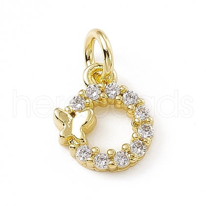 Brass Micro Pave Clear Cubic Zirconia Charms ZIRC-F132-55G-1