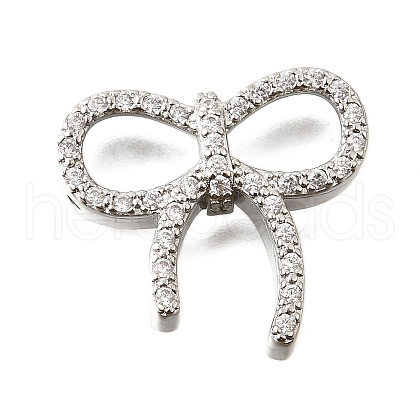 Brass Micro Pave Clear Cubic Zirconia Bowknot Multi-Strand Links KK-V008-27P-1