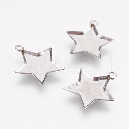 Tarnish Resistant 304 Stainless Steel Pendant Cabochon Settings STAS-I097-055-17P-1