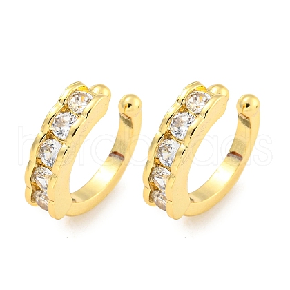 Brass Micro Pave Cubic Zirconia Cuff Earrings EJEW-C104-092G-1
