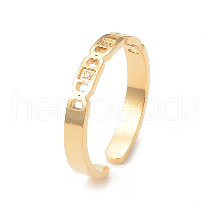 Crystal Rhinestone Oval with Square Open Cuff Ring X-RJEW-I096-20G-1