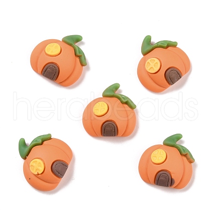 Autumn Theme Pumpkin House Opaque Resin Cabochons X-RESI-F031-08-1