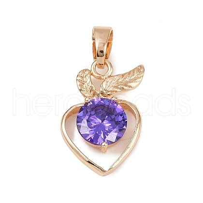 Brass Micro Pave Cubic Zirconia Pendants KK-E795-27KCG-03-1