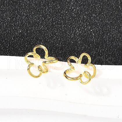 Hollow Flower 925 Sterling Silver Stud Earrings EJEW-S271-03G-1