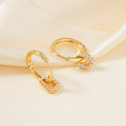 Elegant U-shaped Brass Clear Cubic Zirconia Hoop Earrings VN7337-1-1