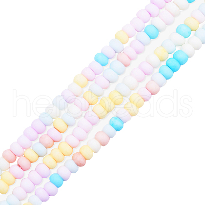 Opaque Spray Painted Glass Bead Strands GLAA-N047-07-08-1