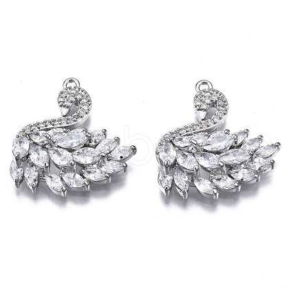 Brass Micro Pave Clear Cubic Zirconia Pendants ZIRC-S069-031P-1