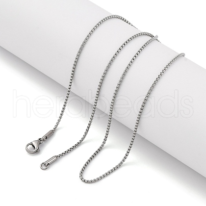 304 Stainless Steel Box Chain Necklaces NJEW-O112-17C-P-1