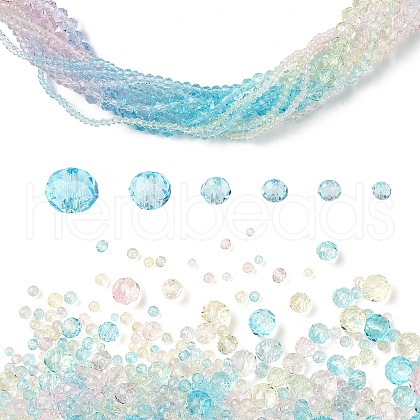 6 Styles Gradient Color Transparent Painted Glass Beads Strands DGLA-YW0001-28U-1