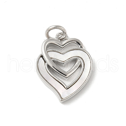 Brass Pave Natural White Shell Pendants KK-S522-08C-P-1