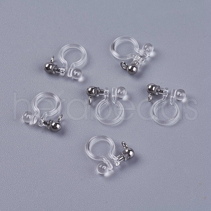 Transparent U Type Alloy Ear Clip PALLOY-WH0009-01P-1