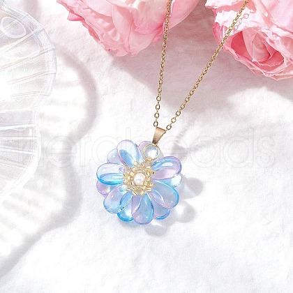 Glass Pendant Necklaces NJEW-MZ00112-04-1