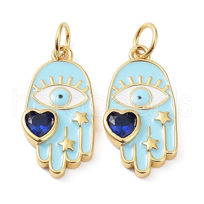Rack Plating Brass Enamel with Glass Pendants X-KK-B076-11G-1