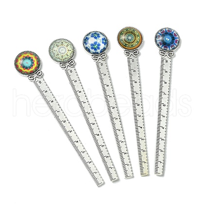 Mosaic Printed Glass Cabochons Bookmarks AJEW-JK00275-01-1