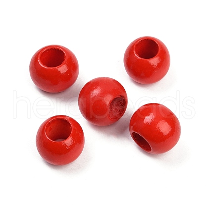 Spray Painted Wood Beads WOOD-F017-05F-1