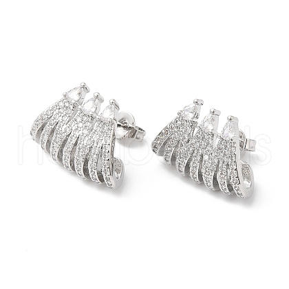 Clear Cubic Zirconia Claw Stud Earrings EJEW-L264-003P-1