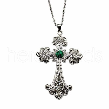 Vintage sparkling Alloy Rhinestone Cross Pendants Necklaces for Women IL0019-8-1