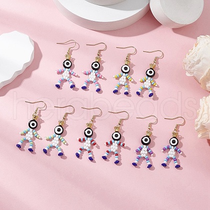 Human with Evil Eye Baking Paint Glass Seed Beads Resin Dangle Earrings EJEW-MZ00431-1