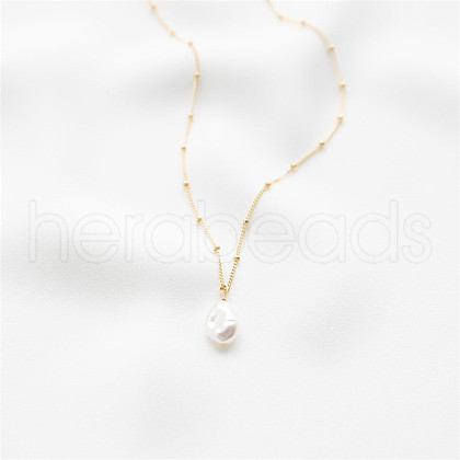 Mother's Day Jewellery Minimalist Freshwater Pearl Necklace - Fashionable and Elegant 14K Gold-Plated Collarbone Chain for Women ST8233688-1